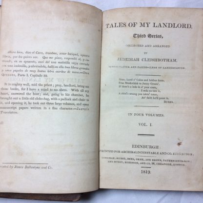 Tales of My Landlord Third Series Collected and arranged by Jedediah Cleishbotham Schoolmaster and Parish-Clerk of Gandercleuch [4 volumes complete] - Image 2