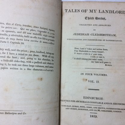 Tales of My Landlord Third Series Collected and arranged by Jedediah Cleishbotham Schoolmaster and Parish-Clerk of Gandercleuch [4 volumes complete] - Image 5