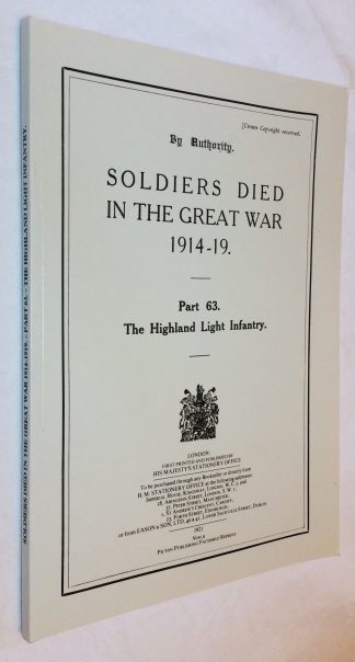 Soldiers Died in the Great War 1914-19, Part 63 - The Highland Light Infantry