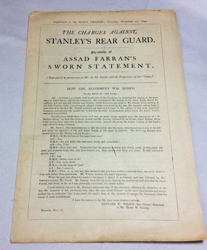 The Charges against Stanley's Rear Guard : Fac-simile of Assad Farran's sworn statement”, issued as a supplement to the Daily Graphic, 27 November 1890