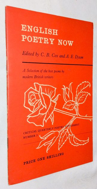 English Poetry Now: Critical Quarterly Poetry Supplement Number 3