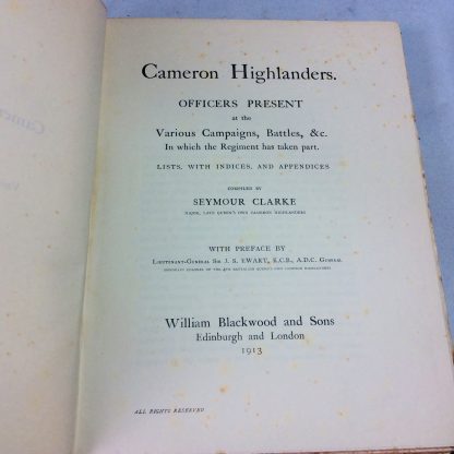 Cameron Highlanders. Officers Present at the Various Campaigns, Battles, &c. In Which the Regiment has Taken Part. List with Indices and Appendices - Image 3