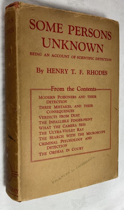 Some Persons Unknown,  Being an Account of Scientific Detection