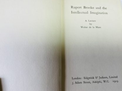 Rupert Brooke and the Intellectual Imagination. A Lecture. - Image 2