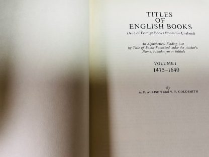 Titles of English Books (And of Foreign Books Printed in England) - Volume I: 1475-1640 - Image 2
