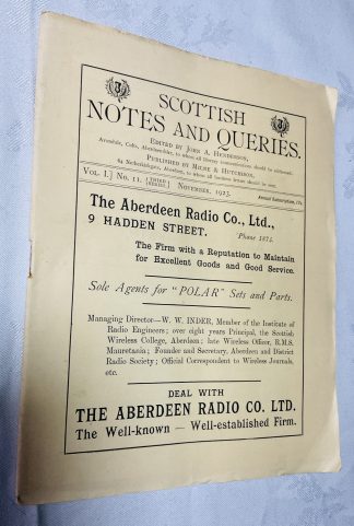 Scottish Notes and Queries: Third series, volume I. No.1, November 1923 [Hallforest Castle]