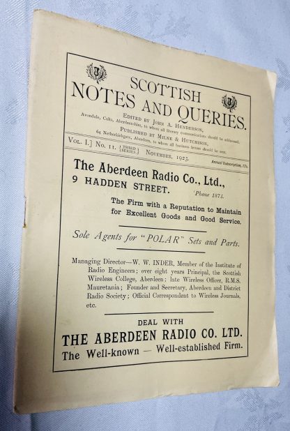 Scottish Notes and Queries: Third series, volume I. No.1, November 1923 [Hallforest Castle]