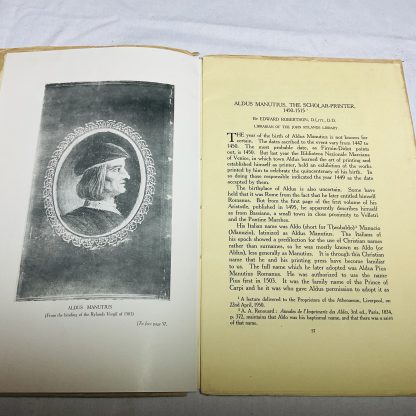 Aldus Manutius, the Scholar-Printer, 1450-1515: Reprinted from the Bulletin of the John Rylands Library Vol33, No.1, September, 1950 - Image 2