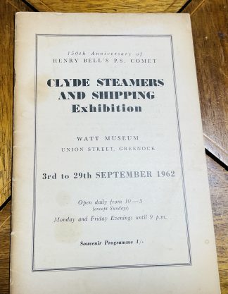 Clyde Steamers and Shipping Exhibition: 3rd - 29th September 1962