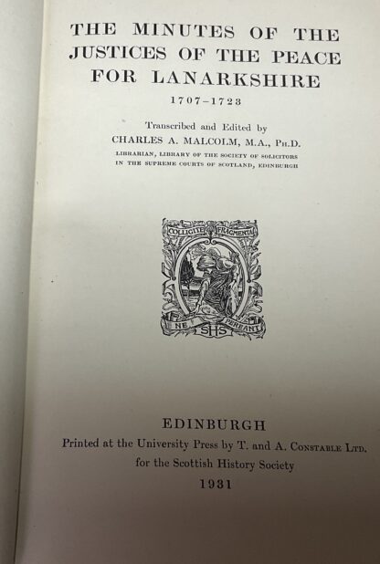 The Minutes of the Justices of the Peace for Lanarkshire 1707-1723 - Image 3