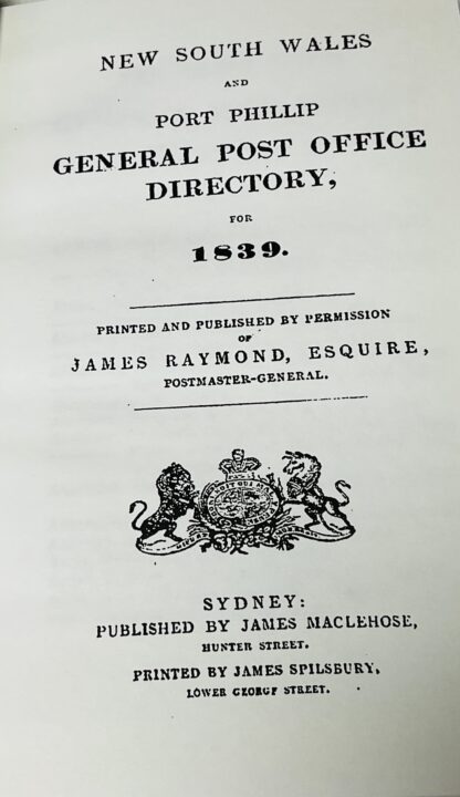 New South Wales and Port Philip General Post Office Directory for 1839 - Image 3