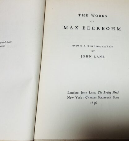 The Works Of Max Beerbohm: With A Bibliography By John Lane. - Image 3