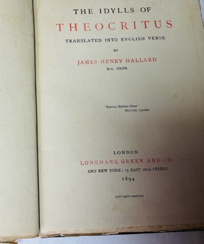 The Idylls of Theocritus, Translated Into English Verse - Image 3
