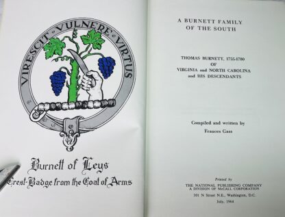 A Burnett Family of the South: Thomas Burnett, 1755-1780 of Virginia and North Carolina and His Descendants [Burnett of Leys] - Image 3