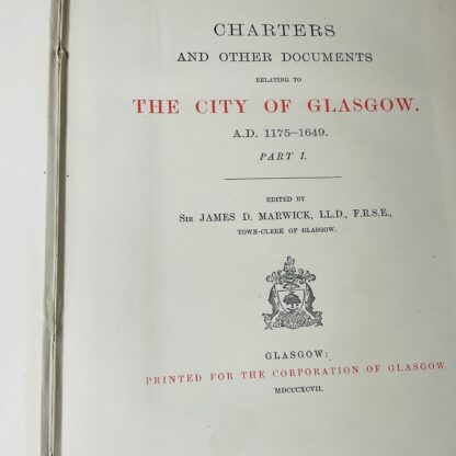 Charters and Other Documents Relating to the City of Glasgow A.D.1175-1649, and 1649-1707 [2 Volume set] - Image 5