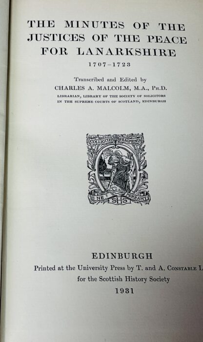 The Minutes of the Justices of the Peace for Lanarkshire 1707-1723 - Image 3