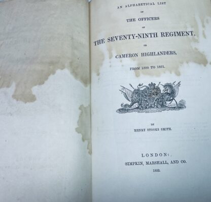 An Alphabetical List of the Officers of the Seventy-Fifth Regiment or Cameron Highlanders from 1800 to 1851; Bound with An Alphabetical List of the Officers of the Royal Artillery from 1800 to 1851 - Image 3