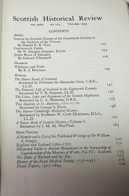 The Scottish Historical Review vol XXXII, No. 114 October 1953 - Image 2