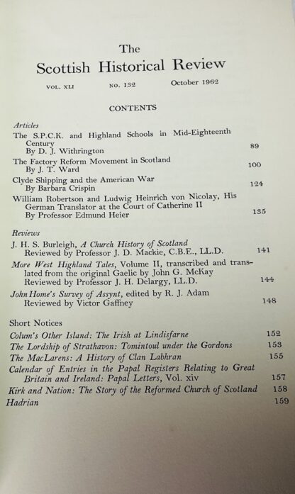 The Scottish Historical Review vol XLI, No. 132. October 1962 - Image 2