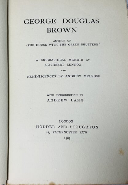 George Douglas Brown: A Memoir - Image 3