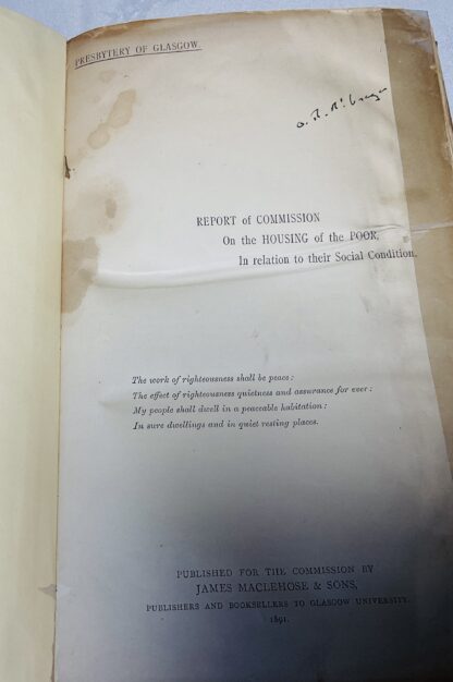 Report of the Commission on the Housing of the Poor in Relation to their Social Condition [Presbytery of Glasgow] - Image 2