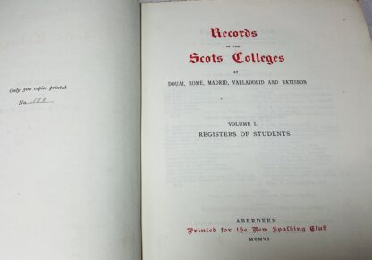 Records of the Scots Colleges at Douai, Rome, Madrid, Valladolid and Ratisbon: Volume 1 - Registers of Students - Image 2