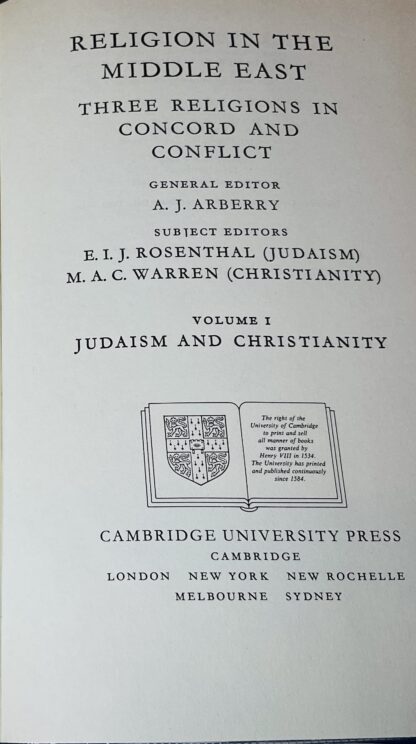 Religion in the Middle East: Three Religions in Concord and Conflict [Complete in 2 volumes - Volume 1, Judaism and Christianity, Volume 2 Islam] - Image 4