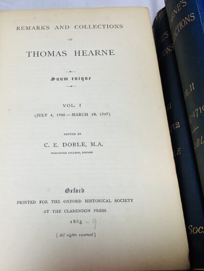 Remarks and Collections of Thomas Hearne, Suum Cuique [Three volume set] - Image 4