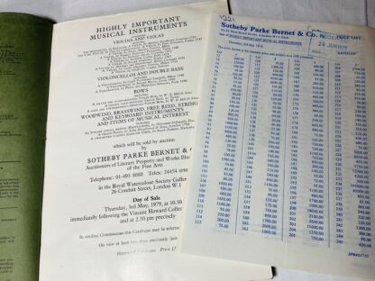 Highly Important Musical Instruments [Sotheby's Auction Catalogue "Kreisler"] Thursday 3rd May 1979 - Image 2