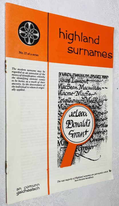 Highland Surnames [An Comunn Gaidhealach series No. 27]