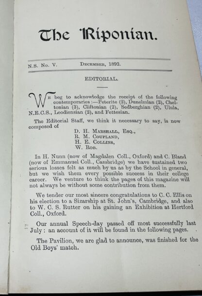 The Riponian: Bound Volume of Issues - December 1892 until April 1900 - Image 2