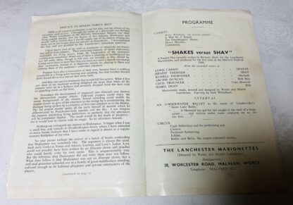 "SHAKES versus SHAV" Lanchester Marionette Theatre Programme - Image 2