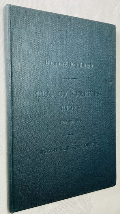 Burgh of Edinburgh: List of streets and Assets, 1927-2931
