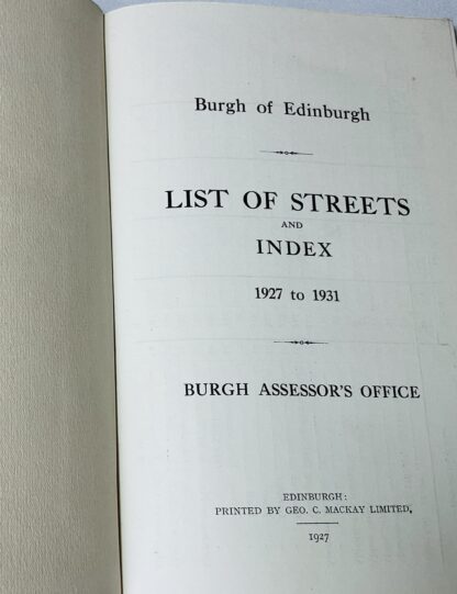 Burgh of Edinburgh: List of streets and Assets, 1927-2931 - Image 2