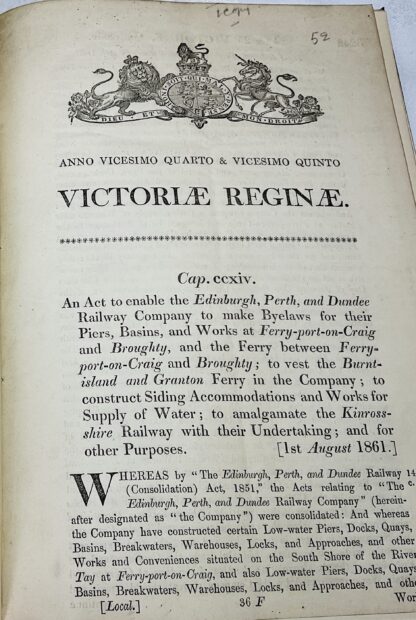 Edinburgh, Perth & Dundee Railway Act [Caledonian Railway solicitors office copy] - Image 2