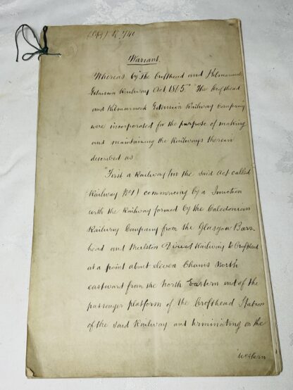 Crofthead and Kilmarnock Railway: Warrant for the Extension of Time Allowed for the Completion of the Extension
