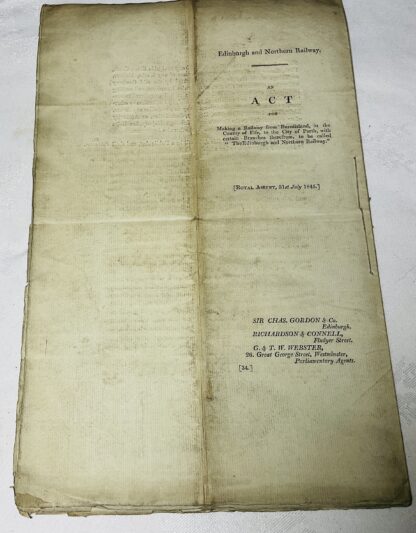 Edinburgh and Northern Railway Act [Caledonian Railway solicitors office copy]