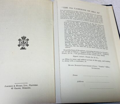 The History of the 7th Battalion Queen's Own Cameron Highlanders - Image 3