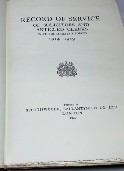 Record of Service of Solicitors and Articled Clerks with His Majesty's Forces, 1914-1918 - Image 2