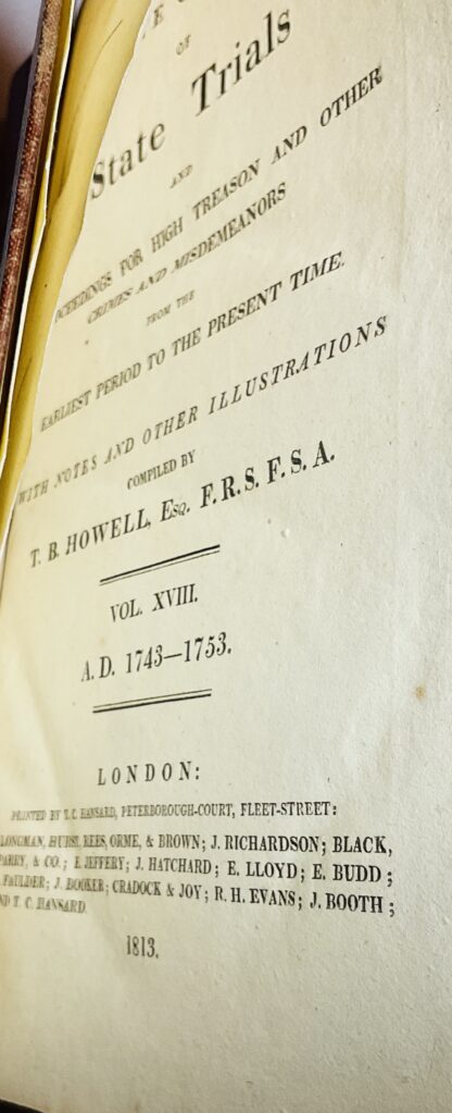 A Complete Collection of State Trials:  Vol XVIII, A D 1743-1753 [Jacobite Trials] - Image 3