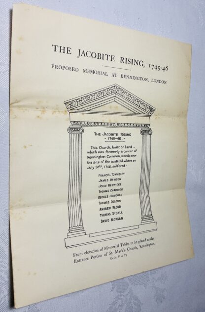 The Jacobite Rising, 1745-46: Proposed Memorial at Kennington, London