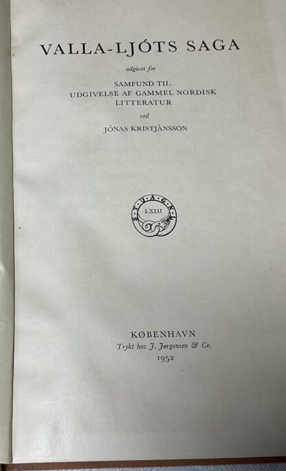 Valla-Ljóts saga. Udgivet for samfund til udgivelse af gammel nordisk litteratur ved Jonas Kristjánsson - Image 2