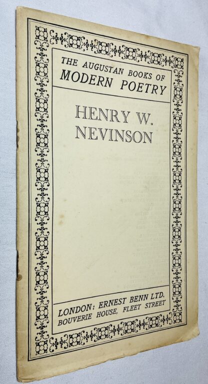 The Augustan Books of Modern Poetry:  Henry W Nevinson