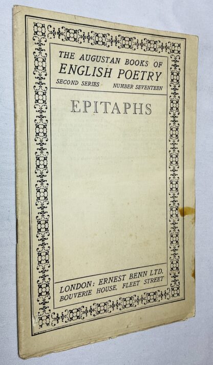 The Augustan Books of Modern Poetry:   Epitaphs. Second Series, No, 17.