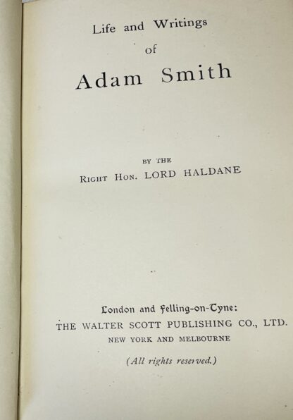 Life and Wrtings of Adam Smith [Great Writers series] - Image 2