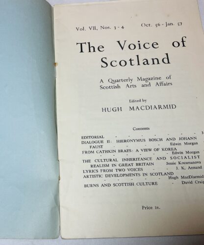The Voice of Scotland A Quarterly Magazine of Scottish Arts and Affairs [Edited by Hugh MacDiarmid] Vol.VII, Nos 3-4; Oct. 56 - Jan. 57 - Image 2