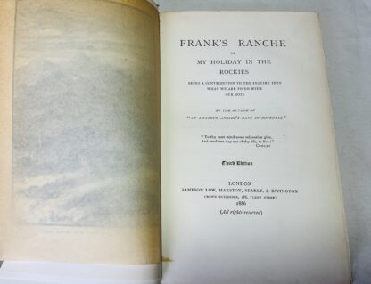 Frank's Ranche, or My Holiday in the Rockies: Being a Contribution to the Inquiry Into What We Are to Do with Our Boys - Image 3