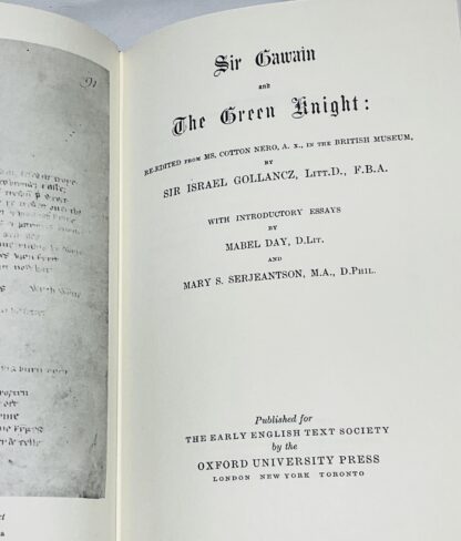Sir Gawain and the Green Knight: Re-edited from MS. Cotton Nero, A. x., in the British Museum, With Introductory Essays by Mabel Day and Mary S. Serjeantson - Image 2