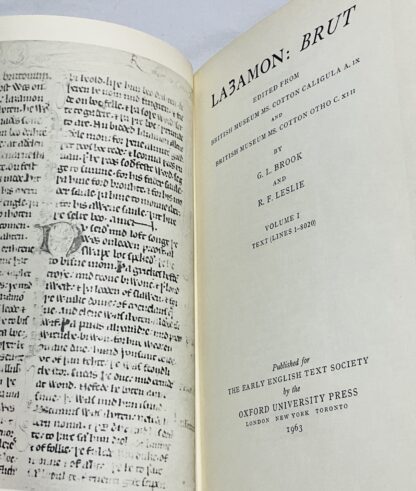 LAYAMON BRUT Edited from British Museum MS Cotton Caligula A IX and British Museum MS Cotton Otho C XIII Volume I Text (Lines 1-8020) [&] Volume II Text (Lines 8021-End) [Set of two volumes] - Image 2
