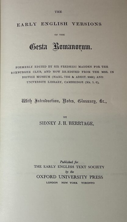 The Early English Version Of The Gesta Romanorum: Formerly edited by Sir Frederic Madden for the Roxburghe Club, and now re-edited from the Manuscript in the British Museum - Image 2